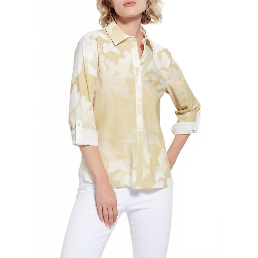 NEW LYSSE connie button down shirt in floating shadows